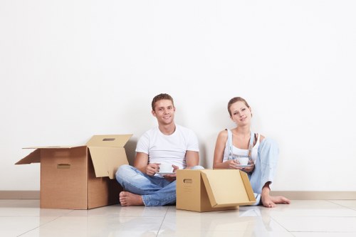 Removal team planning a house move in a Mayfair street