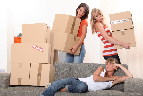 Commercial removal van transporting office items in Mayfair