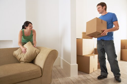 Office furniture and equipment prepared for a Mayfair business move
